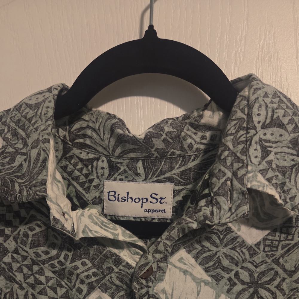 Bishop St. Apparel Green Hawaiian Shirt Men's Size XL Short Sleeve - Picture 2 of 5